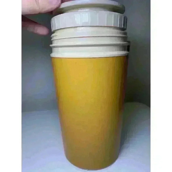 Vintage Thermos Pint Bottle Model 7202 Soup Travel Mustard Yellow No Top Lid - Picture 6 of 14